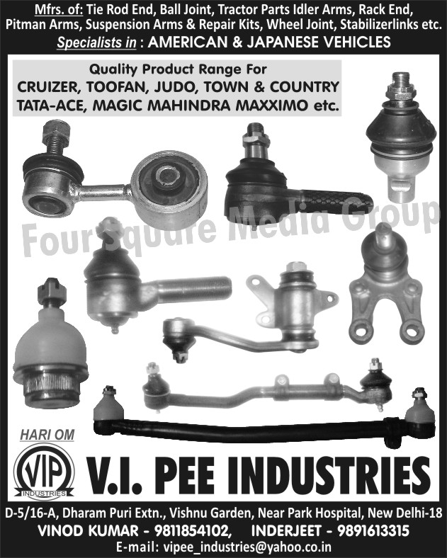 Tie Rod Ends, Ball Joints, Tractor Parts, Idler Arms, Rack Ends, Pitman Arms, Suspension Arms, Suspension Repair Kits, Wheel Joints, Stablizer links,Tie Rod Assemblies, Idler Arm Bushing, Automotive Repair kits, Automotive Suspension Kits, Suspension Parts