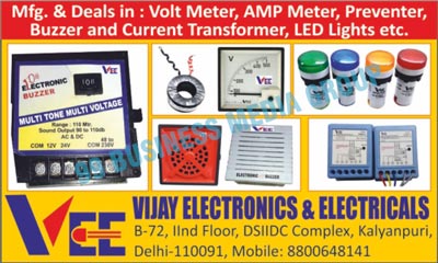 Volt Meters, AMP Meters, Preventers, Buzzer Transformers, Current Transformers, Led Lights