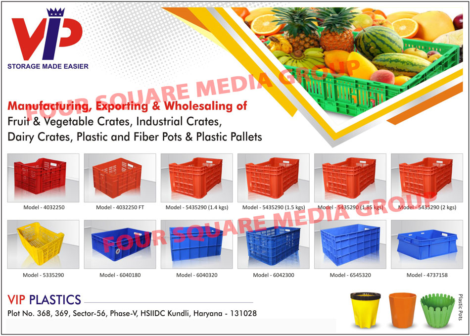 Fruit Crates, Vegetable Crates, Industrial Crates, Dairy Crates, Plastic Pots, Fiber Pots, Plastic Pallets