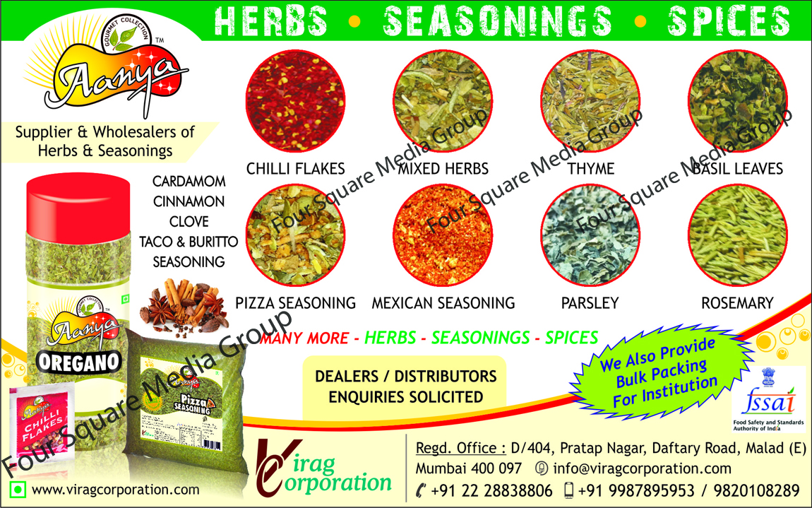 Chilli Flakes, Mixed Herbs, Thyme, Basil Leaves, Pizza Seasoning, Mexican Seasoning, Parsley, Rosemary, Seasoning, Spices, Masala, Herbs,Cardamom Cinnamon