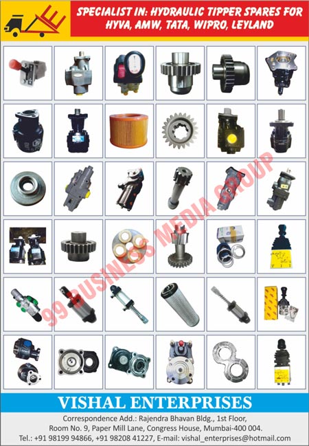 HYVA Hydraulic Tipper Spare Parts, AMW Hydraulic Tipper Spare Parts, TATA Hydraulic Tipper Spare Parts, WIPRO Hydraulic Tipper Spare Parts, LEYLAND Hydraulic Tipper Spares, Hydraulic Tipper Spare Parts