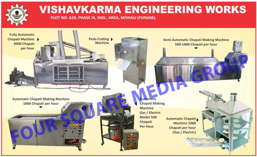 Chapati Making Machines, Poori Making Machines, Pani Poori Machines, Pani Puri Machines, Dough Kneading Machines, Continous Frying Systems, Steam Cooking Systems, Gas Cylinder Banks, Butter Applicator, Steam Cooking Systems, Continuous Frying Systems, Pani Puri Making Machines, Puri Making Machines, Automatic Gas Chapati Making Machines, Automatic Electric Chapati Making Machines, Peda Cutting Machine