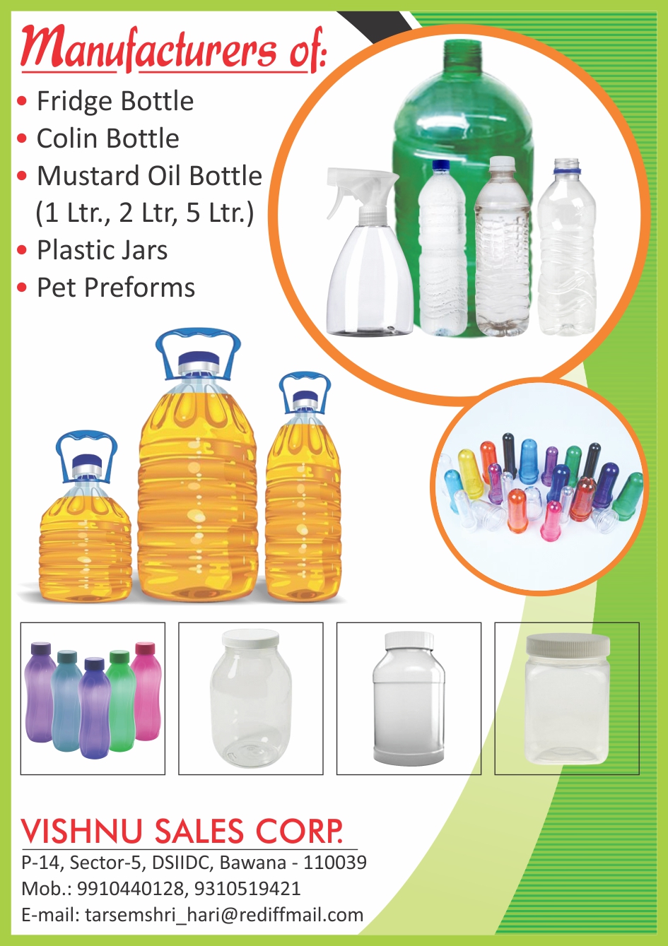 Fridge Bottles, Colin Bottles, Mustard Oil Bottles, Plastic Jars, Pet Preforms