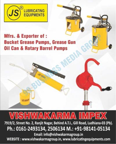 Lubricating Equipments, Bucket Grease Pumps, Grease Guns, Oil Cans, Rotary Barrel Pumps