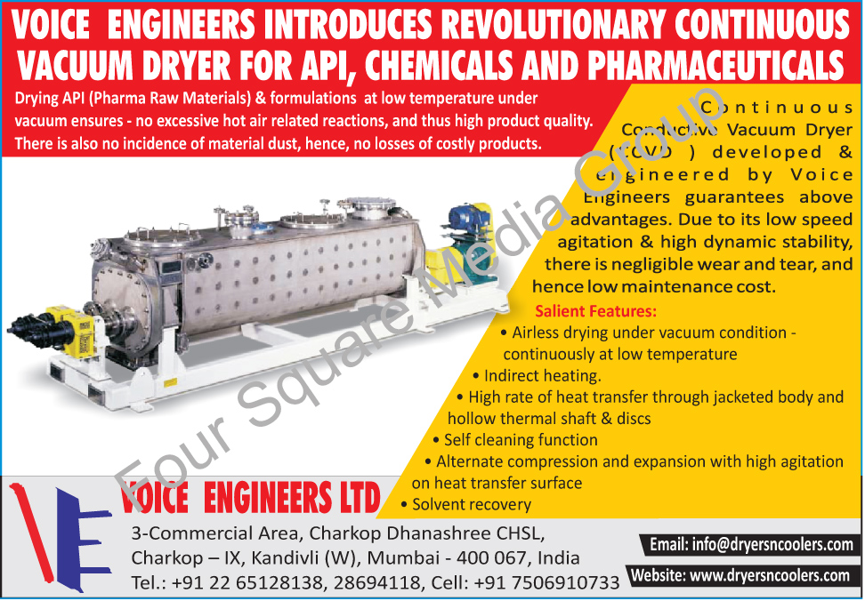 Agro Product Continuous Dryers, Processed Food Continuous Dryers, Continuous Conductive Vacuum Dryers, CCVD, Continuous Conductive Vacuum Dryers For API, Continuous Conductive Vacuum Dryers For Chemicals, Continuous Conductive Vacuum Dryers For Pharmaceuticals