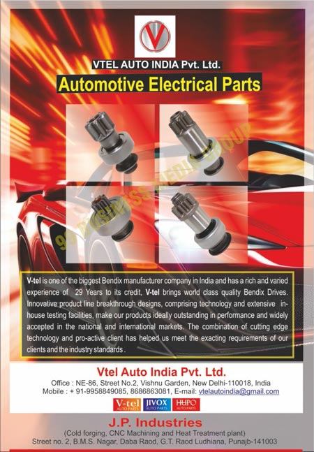 Automotive Parts, Electrical Parts, Tractor Parts, Automotive Spare Parts, Tractor Spare Parts, Drives, Push Toggle Switches, Head Light Switches, Push Buttons, Reverse Horns, Buzzers, Flashers, Electronic Headlights, Horn Relays, Electronic Heater Timers, Horn Tuners, Head Lamp Holders, Wiring Clips, Alternator Regulators, Cutout Alternator Assemblies, Alternator Carbon Assemblies, Alternator Carbon Brushes, Alternator Slip Rings, Bendixes, Automotive Electrical Parts