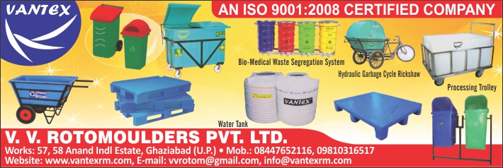 Processing Trolleys, Hydraulic Garbage Cycle Rickshaws, Water Tanks,Plastic Dust Bin, Dust Bin Trolley, Plastic Water Tank, Plastic Dust Bin, Plastic Pallets, Plastic Chemical Tank, Plastic Conical Tank, Road Safety Product, Road Side Bin, Crates, Transport Cases, Wheeled Barrow