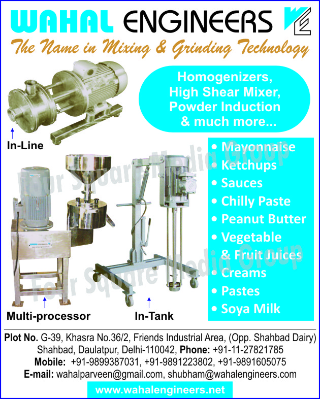 Homogenizers High Shear Mixers, Powder Inductions,Homogenizers, High Shear Mixer