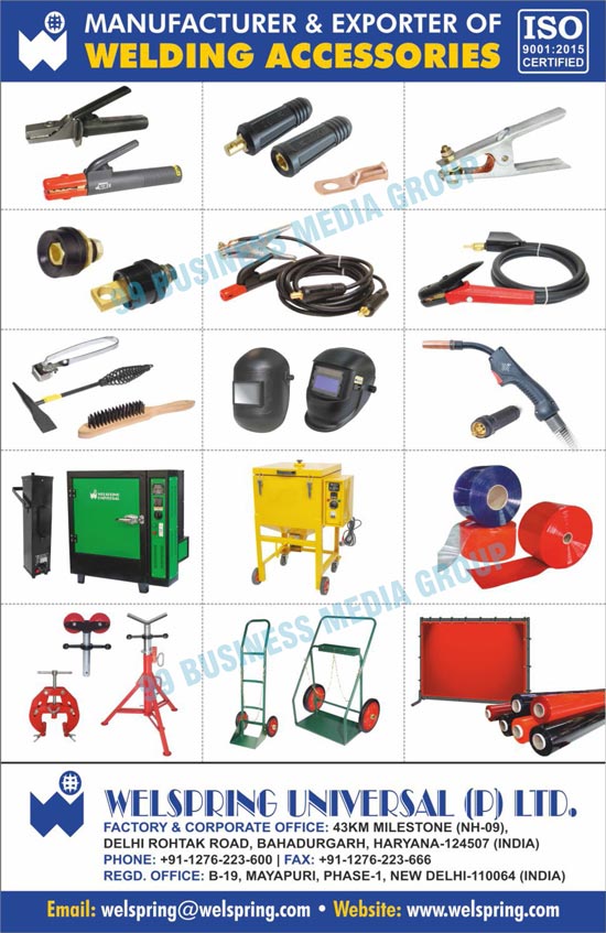 Welding Accessories, Electrode Holders, Cable Connectors, Earth Clamps, Rotary Ground Clamps, Magnetic Ground Clamps, Chipping Hammers, F Clamps, C Clamps, Tank Wrenches, Brass Hose Fittings, Cable Lugs, Cable Splicers, Mig Torches, Gouging Torches, Welding Cables, Welding Cable Kits, Welding Kits, Welding Helmets, Auto Darkening Welding Helmets, Welding Hand Shields, Welding Safety Products, Welding Goggles, Welding Products, Mig Carts, Cylinder Trollies, Pipe Stands, Welding Tables, Welding Blankets, Curtain Rolls, Curtain Booth Curtain Frames, Electrode Ovens, Bench Ovens, Flux Ovens, Welding Curtains, Welding Curtains Rolls, Welding Curtains Booths, Welding Curtains Frames, Curtain Strips, Safety Spectacles, Gloves, Safety Caps, Beanie Caps, Spark Lighters, Mig Wires, Machine Couplings
