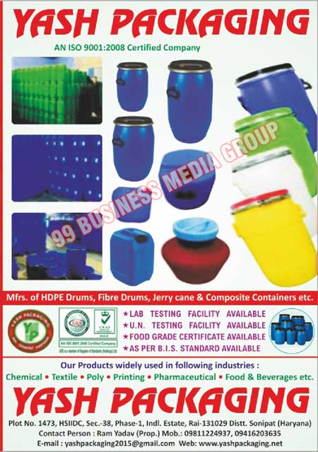 HDPE Drums, Paper Base Fiber Drums, Paper Tubes, Paper Cores, Paper Sleeves, Composite Containers, Lab Testing Facilities, Un Testing Facilities, Food Grade Certificates, Jerry Canes, Fiber Drums