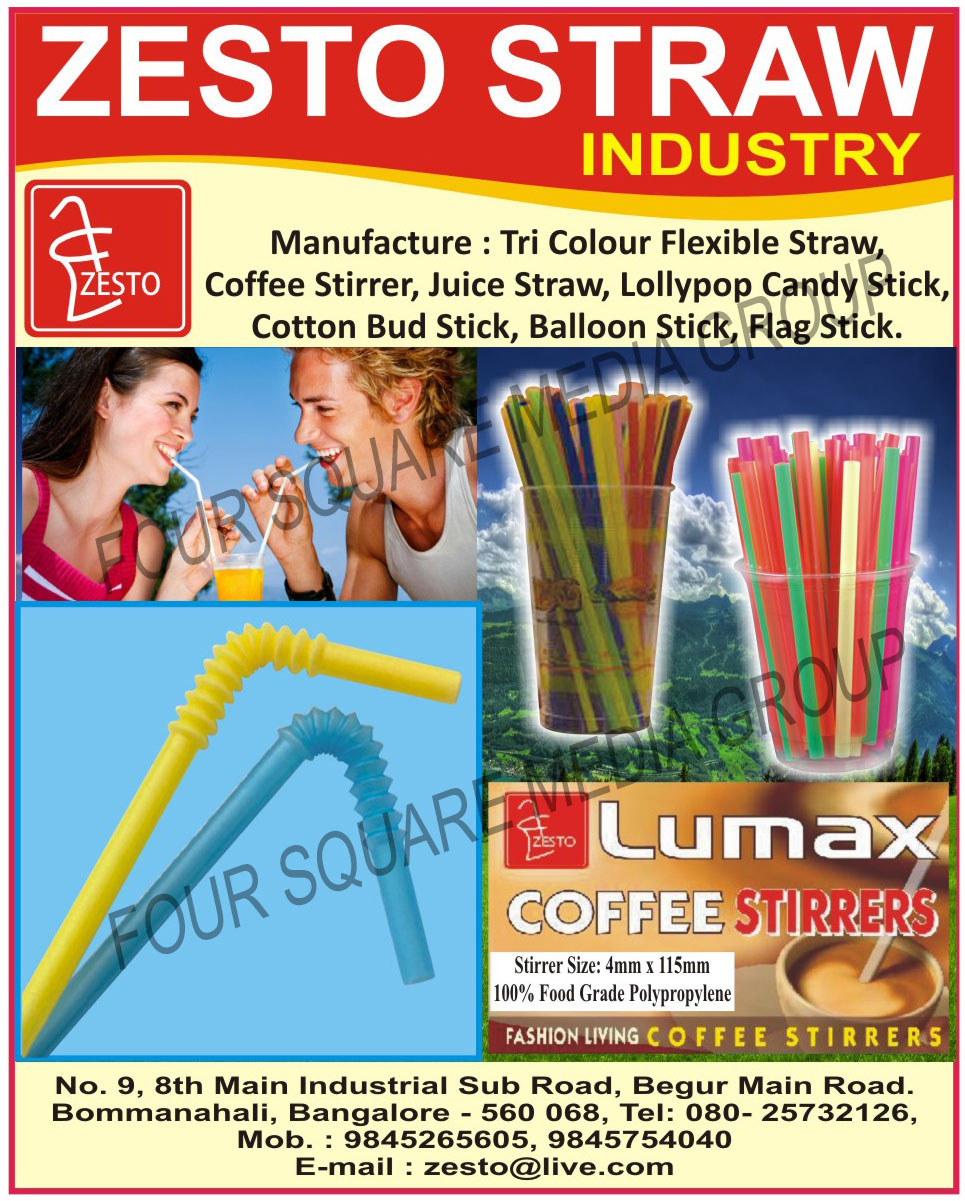 Tri Colour Flexible Straws, Coffee Stirrers, Juice Straws, Lollypop Candy Sticks, Cotton Bud Sticks, Balloon Sticks, Flag Sticks, Straws,Batch Freezer, Softy Ice Cream Machines, Thick Shake Machines, Milk Shake Machines, Ice Cream Mix Processing Machines, Ice Cream Making Machines